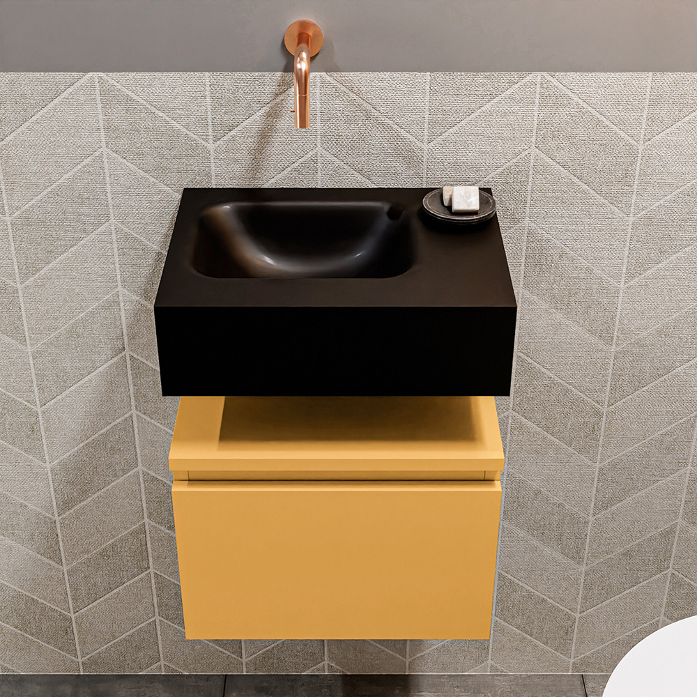 MONDIAZ ANDOR 40cm toiletmeubel ocher. LEX 40cm wastafel urban positie links. Zonder kraangat - Afbeelding 3
