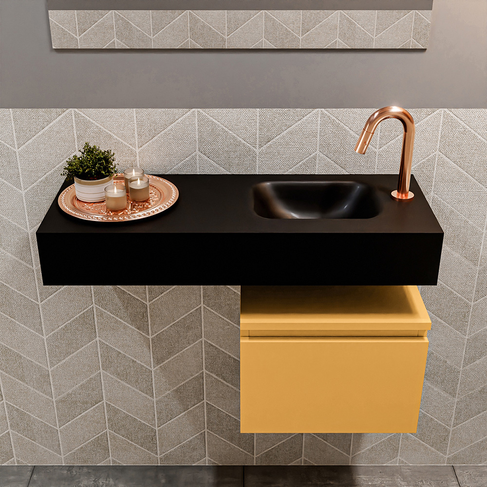 MONDIAZ ANDOR 40cm toiletmeubel ocher. LEX 80cm wastafel urban positie rechts. Met 1 kraangat - Afbeelding 3