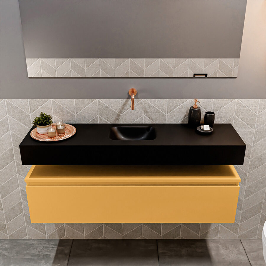 MONDIAZ ANDOR 120cm toiletmeubel ocher. LEX 120cm wastafel urban positie midden. Zonder kraangat - Afbeelding 3