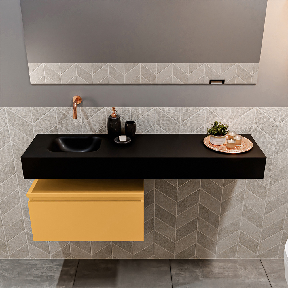 MONDIAZ ANDOR 60cm toiletmeubel ocher. LEX 120cm wastafel urban positie links. Zonder kraangat - Afbeelding 3
