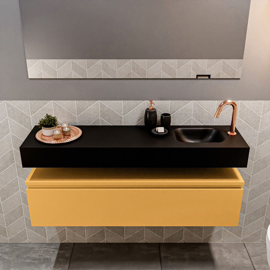 MONDIAZ ANDOR 120cm toiletmeubel ocher. LEX 120cm wastafel urban positie rechts. Met 1 kraangat - Afbeelding 3
