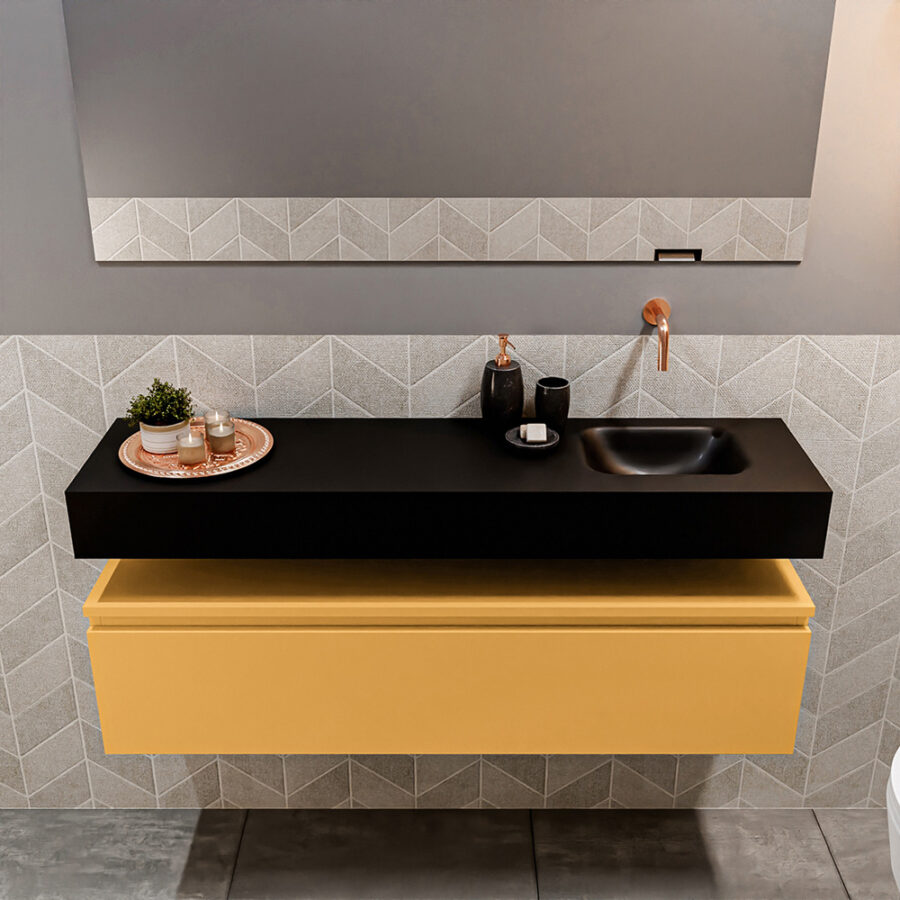 MONDIAZ ANDOR 120cm toiletmeubel ocher. LEX 120cm wastafel urban positie rechts. Zonder kraangat - Afbeelding 3
