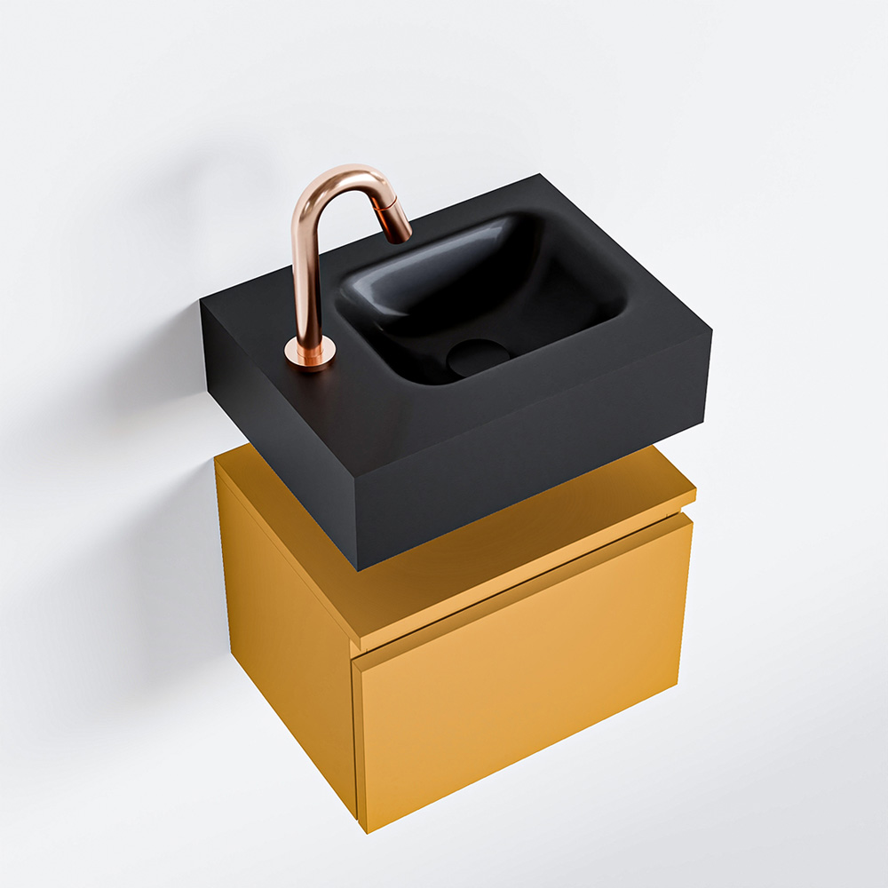 MONDIAZ ANDOR 40cm toiletmeubel ocher. LEX 40cm wastafel urban positie rechts. Met 1 kraangat - Afbeelding 4