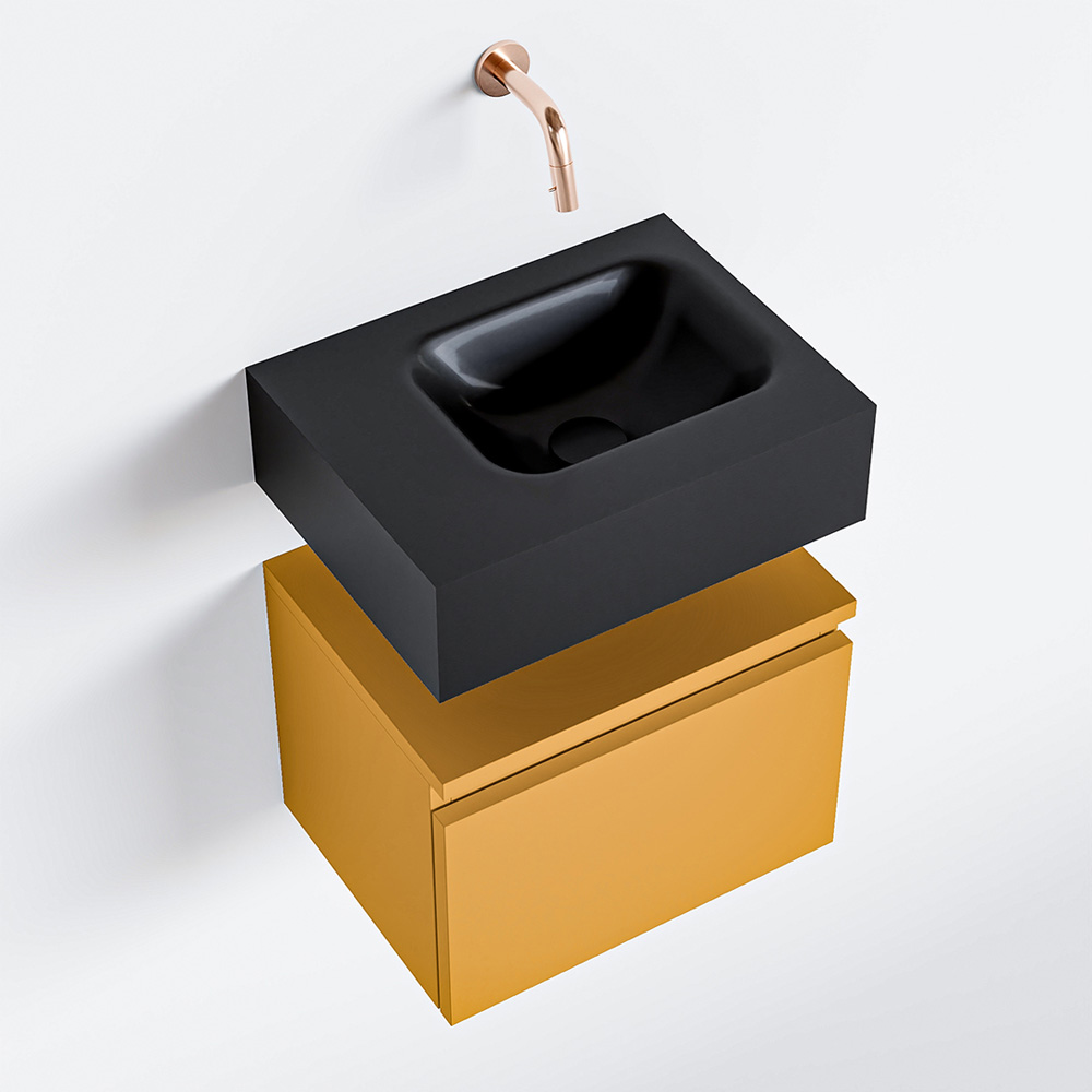 MONDIAZ ANDOR 40cm toiletmeubel ocher. LEX 40cm wastafel urban positie rechts. Zonder kraangat - Afbeelding 4