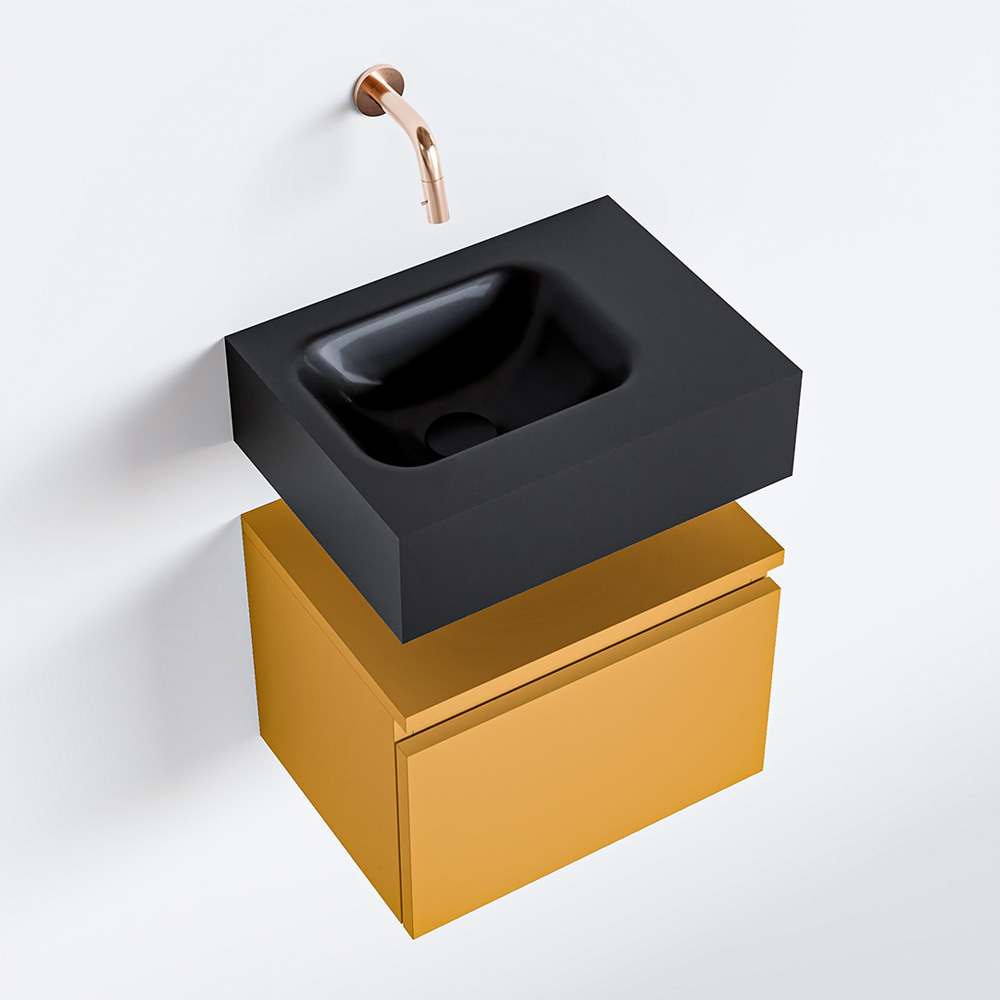 MONDIAZ ANDOR 40cm toiletmeubel ocher. LEX 40cm wastafel urban positie links. Zonder kraangat - Afbeelding 4