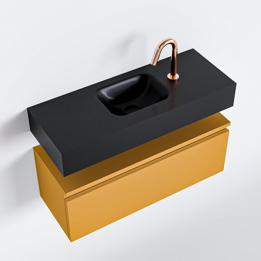 MONDIAZ ANDOR 80cm toiletmeubel ocher. LEX 80cm wastafel urban positie midden. Met 1 kraangat - Afbeelding 4