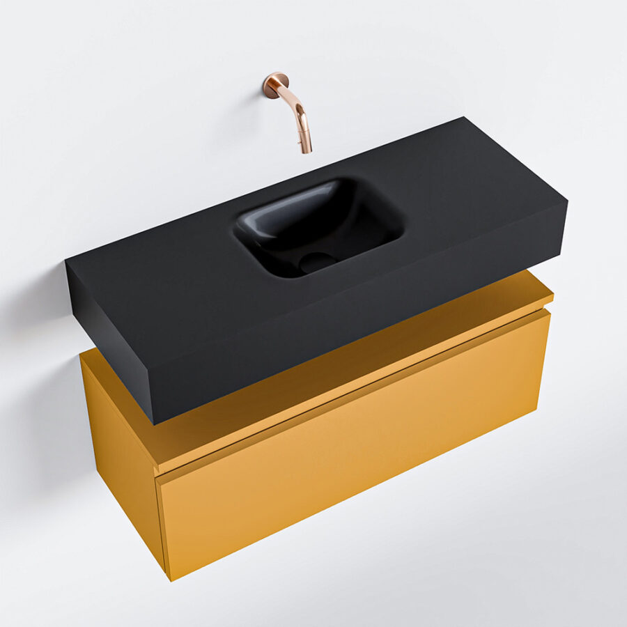 MONDIAZ ANDOR 80cm toiletmeubel ocher. LEX 80cm wastafel urban positie midden. Zonder kraangat - Afbeelding 4