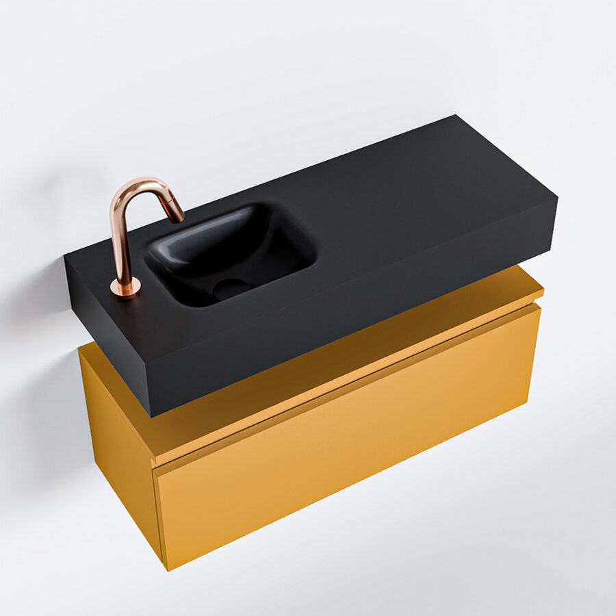 MONDIAZ ANDOR 80cm toiletmeubel ocher. LEX 80cm wastafel urban positie links. Met 1 kraangat - Afbeelding 4