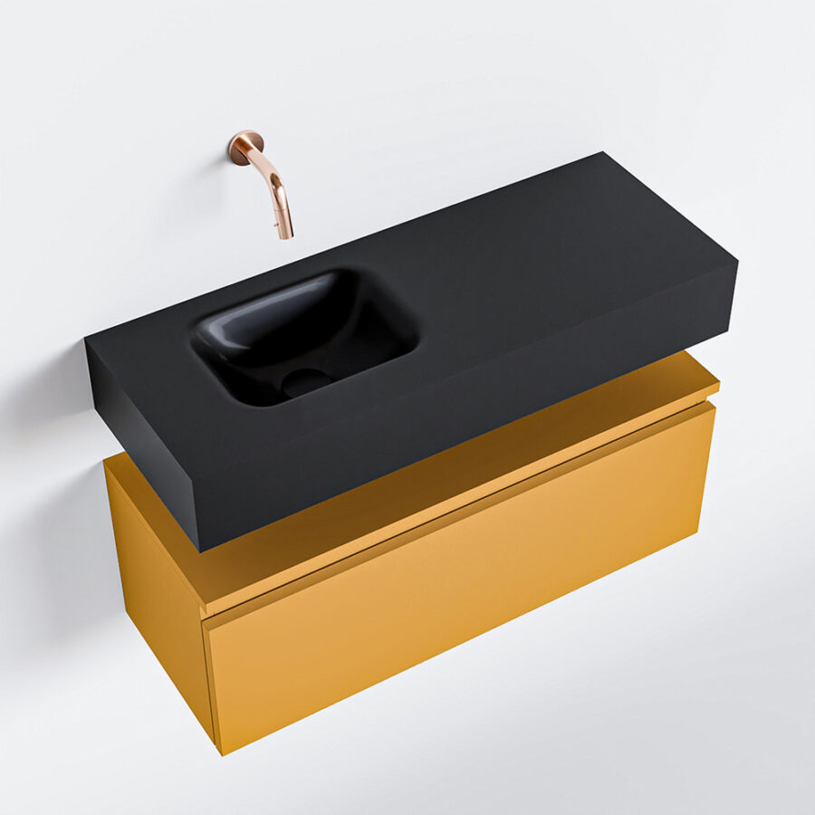 MONDIAZ ANDOR 80cm toiletmeubel ocher. LEX 80cm wastafel urban positie links. Zonder kraangat - Afbeelding 4