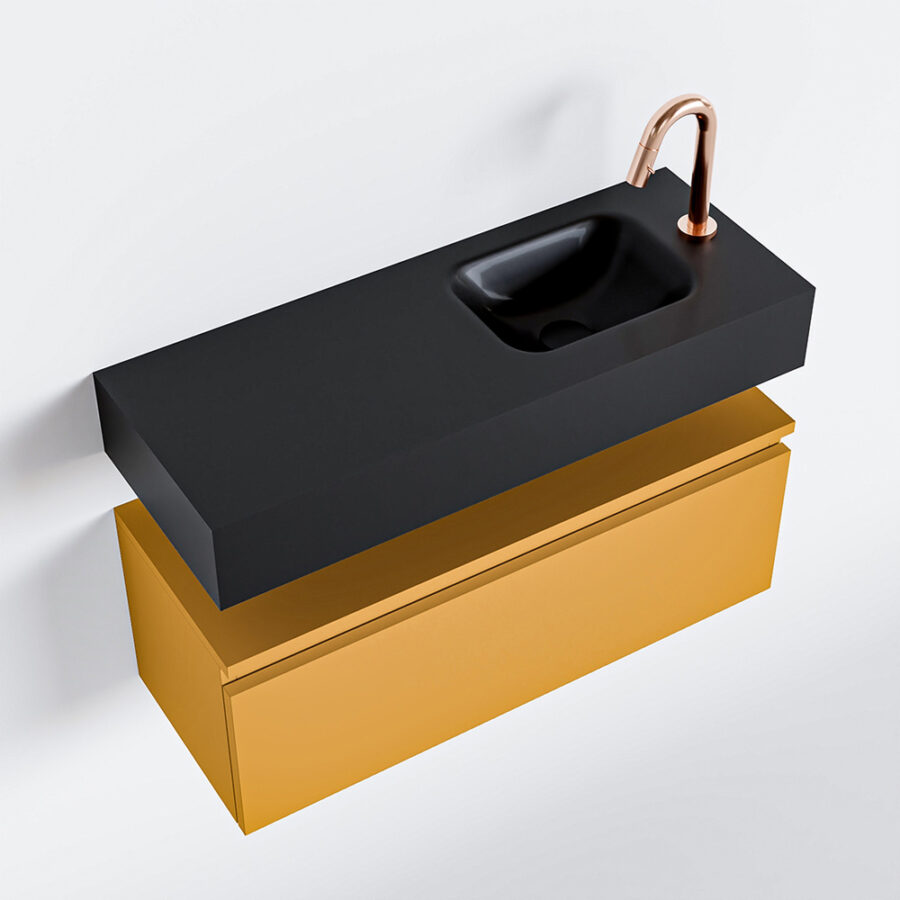 MONDIAZ ANDOR 80cm toiletmeubel ocher. LEX 80cm wastafel urban positie rechts. Met 1 kraangat - Afbeelding 4