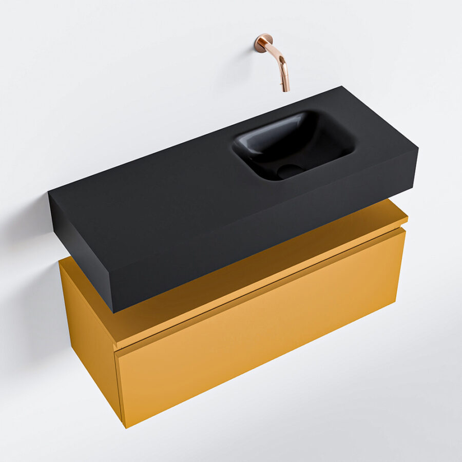 MONDIAZ ANDOR 80cm toiletmeubel ocher. LEX 80cm wastafel urban positie rechts. Zonder kraangat - Afbeelding 4
