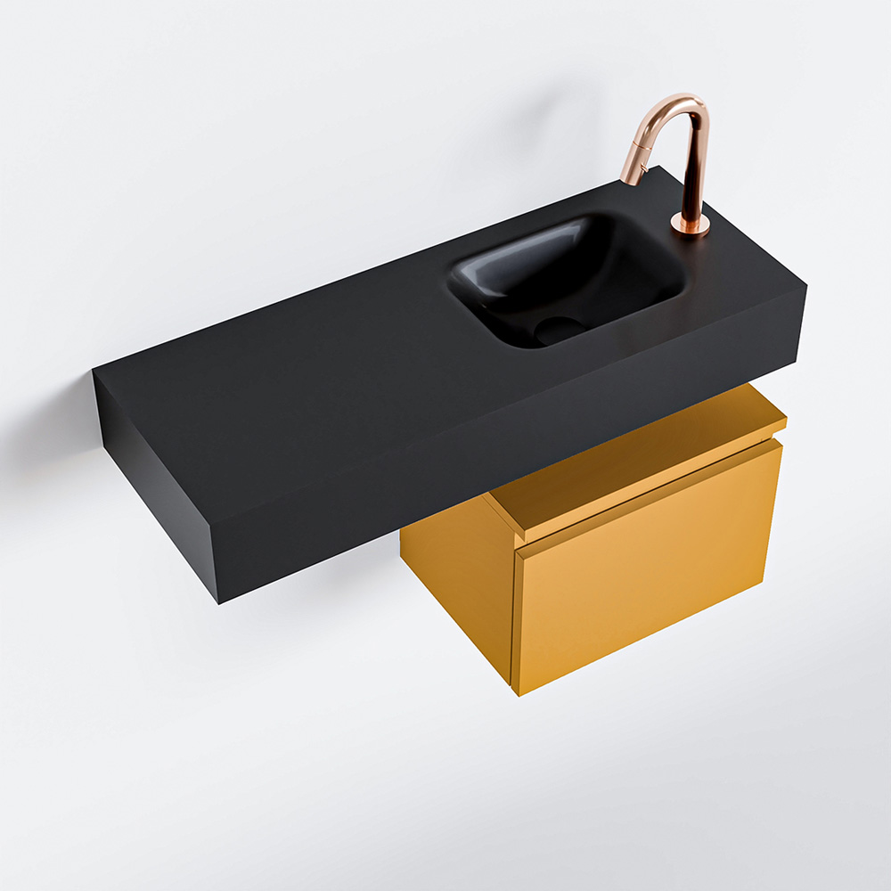 MONDIAZ ANDOR 40cm toiletmeubel ocher. LEX 80cm wastafel urban positie rechts. Met 1 kraangat - Afbeelding 4