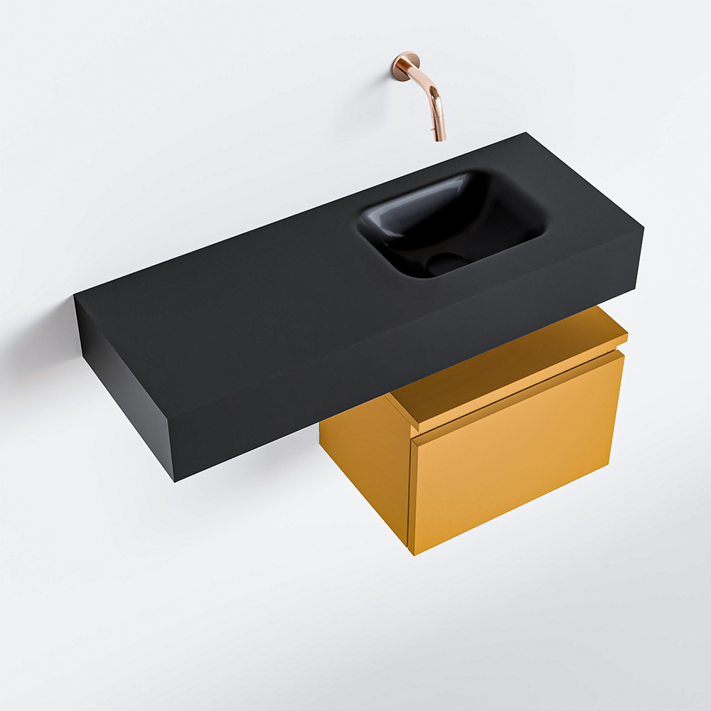 MONDIAZ ANDOR 40cm toiletmeubel ocher. LEX 80cm wastafel urban positie rechts. Zonder kraangat - Afbeelding 4