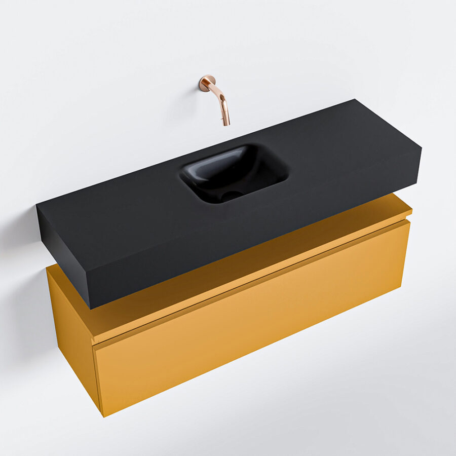 MONDIAZ ANDOR 100cm toiletmeubel ocher. LEX 100cm wastafel urban positie midden. Zonder kraangat - Afbeelding 4
