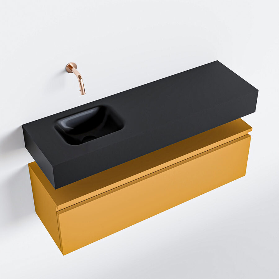 MONDIAZ ANDOR 100cm toiletmeubel ocher. LEX 100cm wastafel urban positie links. Zonder kraangat - Afbeelding 4