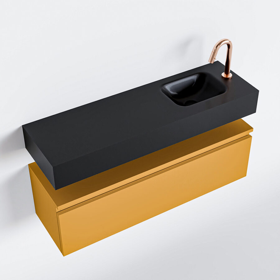MONDIAZ ANDOR 100cm toiletmeubel ocher. LEX 100cm wastafel urban positie rechts. Met 1 kraangat - Afbeelding 4