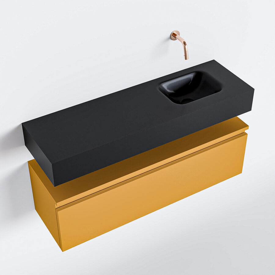 MONDIAZ ANDOR 100cm toiletmeubel ocher. LEX 100cm wastafel urban positie rechts. Zonder kraangat - Afbeelding 4
