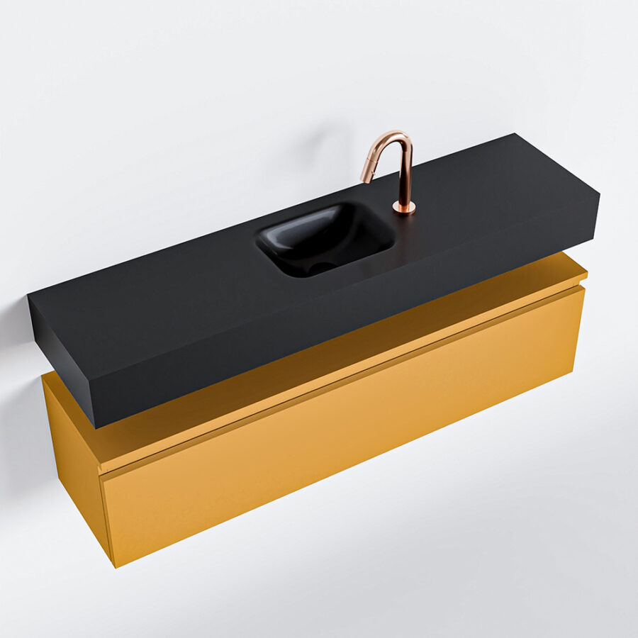 MONDIAZ ANDOR 120cm toiletmeubel ocher. LEX 120cm wastafel urban positie midden. Met 1 kraangat - Afbeelding 4