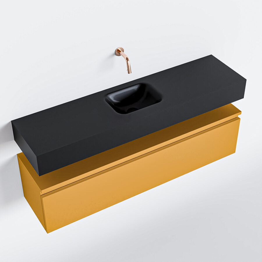 MONDIAZ ANDOR 120cm toiletmeubel ocher. LEX 120cm wastafel urban positie midden. Zonder kraangat - Afbeelding 4