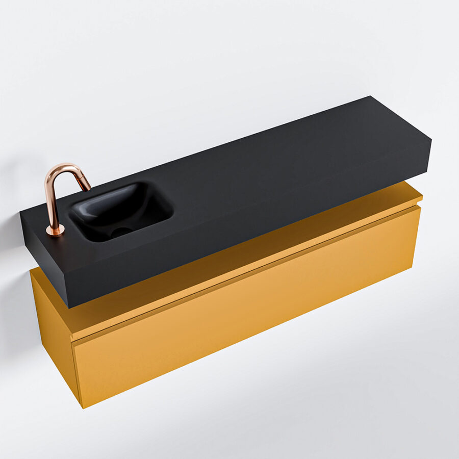 MONDIAZ ANDOR 120cm toiletmeubel ocher. LEX 120cm wastafel urban positie links. Met 1 kraangat - Afbeelding 4