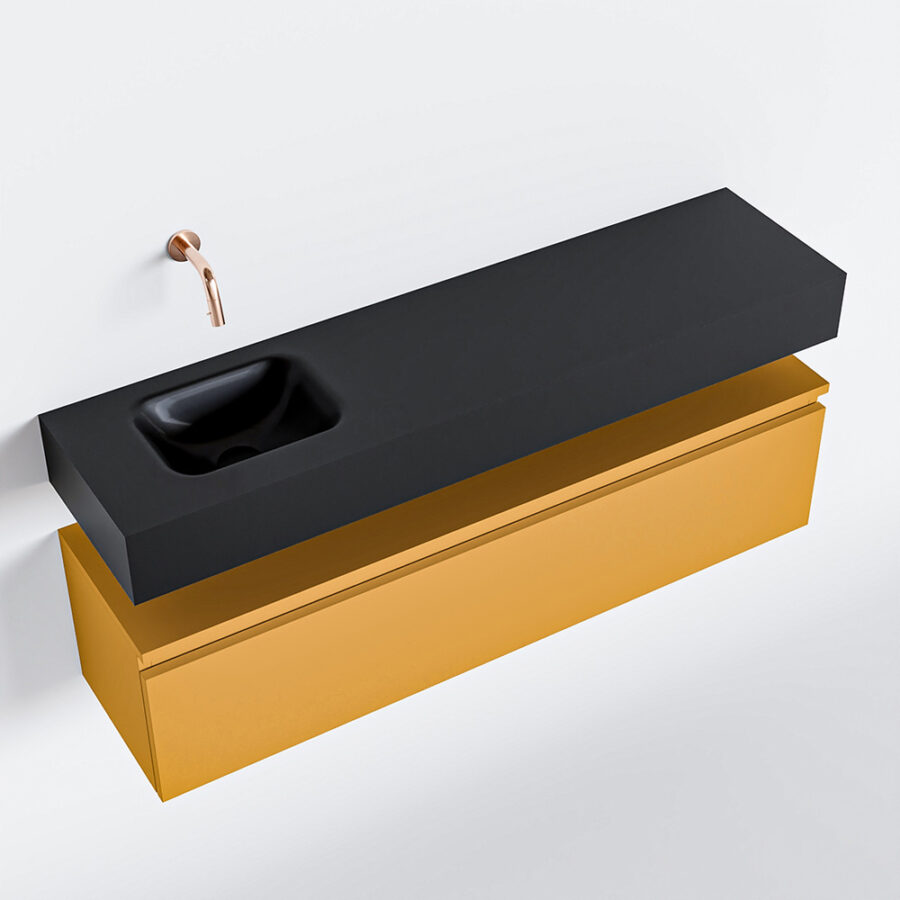 MONDIAZ ANDOR 120cm toiletmeubel ocher. LEX 120cm wastafel urban positie links. Zonder kraangat - Afbeelding 4
