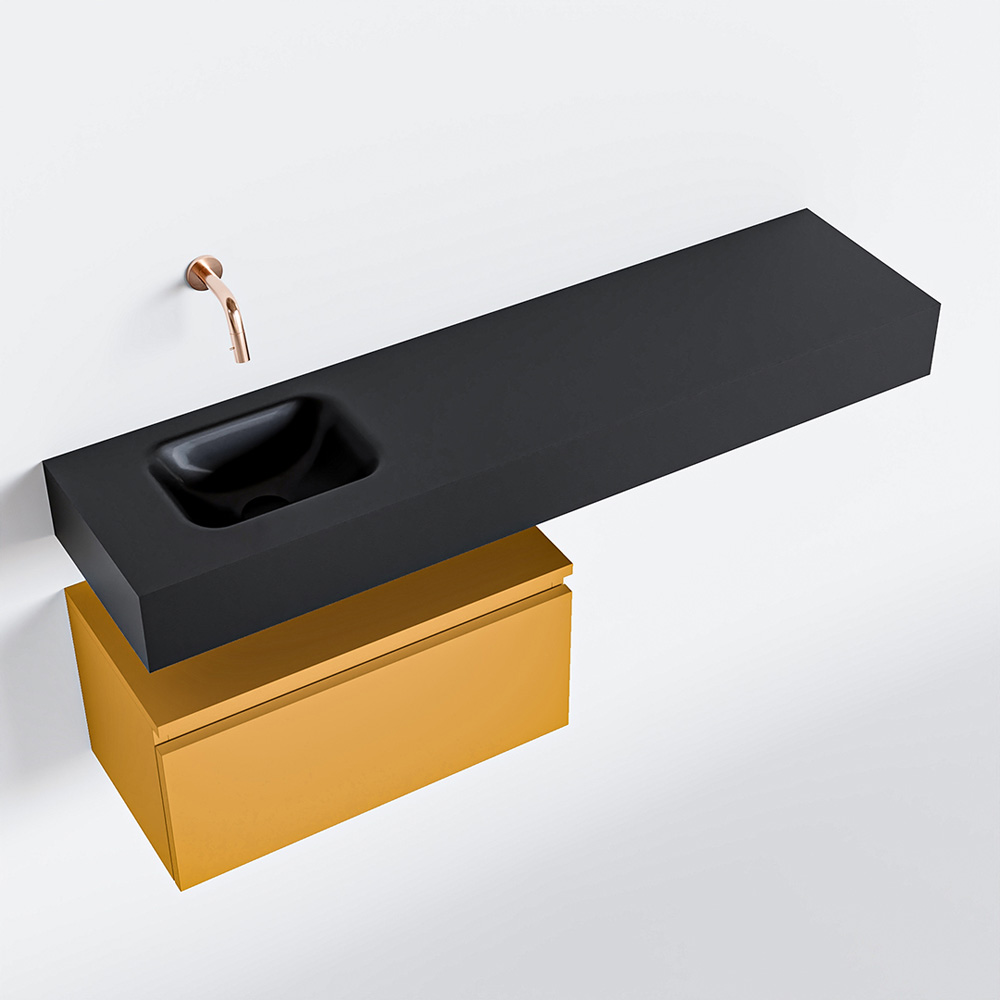 MONDIAZ ANDOR 60cm toiletmeubel ocher. LEX 120cm wastafel urban positie links. Zonder kraangat - Afbeelding 4