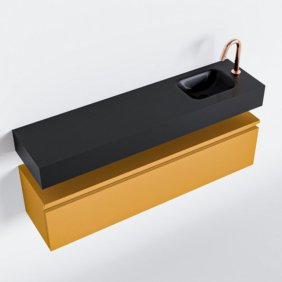 MONDIAZ ANDOR 120cm toiletmeubel ocher. LEX 120cm wastafel urban positie rechts. Met 1 kraangat - Afbeelding 4