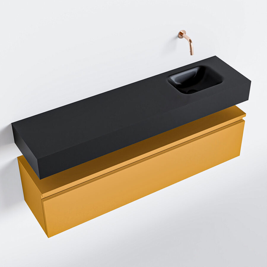 MONDIAZ ANDOR 120cm toiletmeubel ocher. LEX 120cm wastafel urban positie rechts. Zonder kraangat - Afbeelding 4