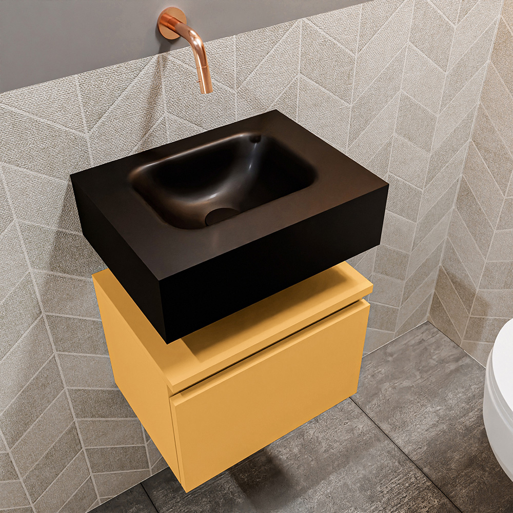 MONDIAZ ANDOR 40cm toiletmeubel ocher. LEX 40cm wastafel urban positie midden. Zonder kraangat - Afbeelding 2