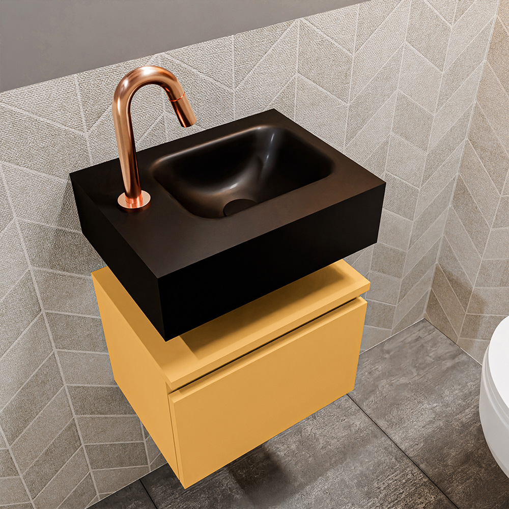 MONDIAZ ANDOR 40cm toiletmeubel ocher. LEX 40cm wastafel urban positie rechts. Met 1 kraangat - Afbeelding 2
