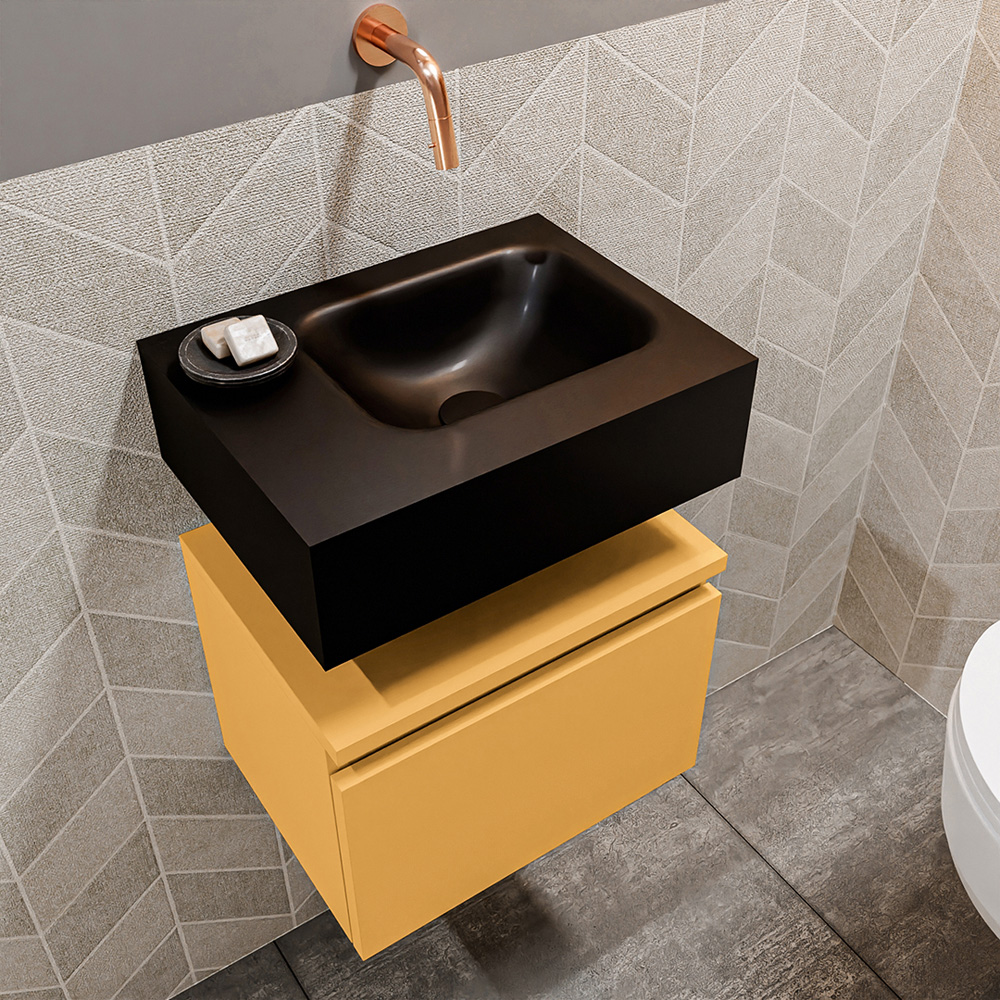 MONDIAZ ANDOR 40cm toiletmeubel ocher. LEX 40cm wastafel urban positie rechts. Zonder kraangat - Afbeelding 2