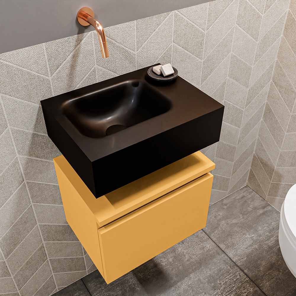 MONDIAZ ANDOR 40cm toiletmeubel ocher. LEX 40cm wastafel urban positie links. Zonder kraangat - Afbeelding 2