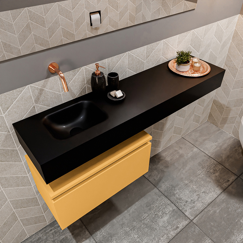 MONDIAZ ANDOR 60cm toiletmeubel ocher. LEX 120cm wastafel urban positie links. Zonder kraangat - Afbeelding 2