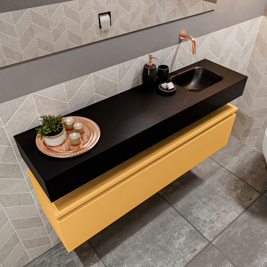 MONDIAZ ANDOR 120cm toiletmeubel ocher. LEX 120cm wastafel urban positie rechts. Zonder kraangat - Afbeelding 2