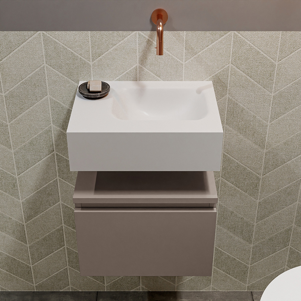 MONDIAZ ANDOR 40cm toiletmeubel smoke. LEX 40cm wastafel talc positie rechts. Zonder kraangat - Afbeelding 3