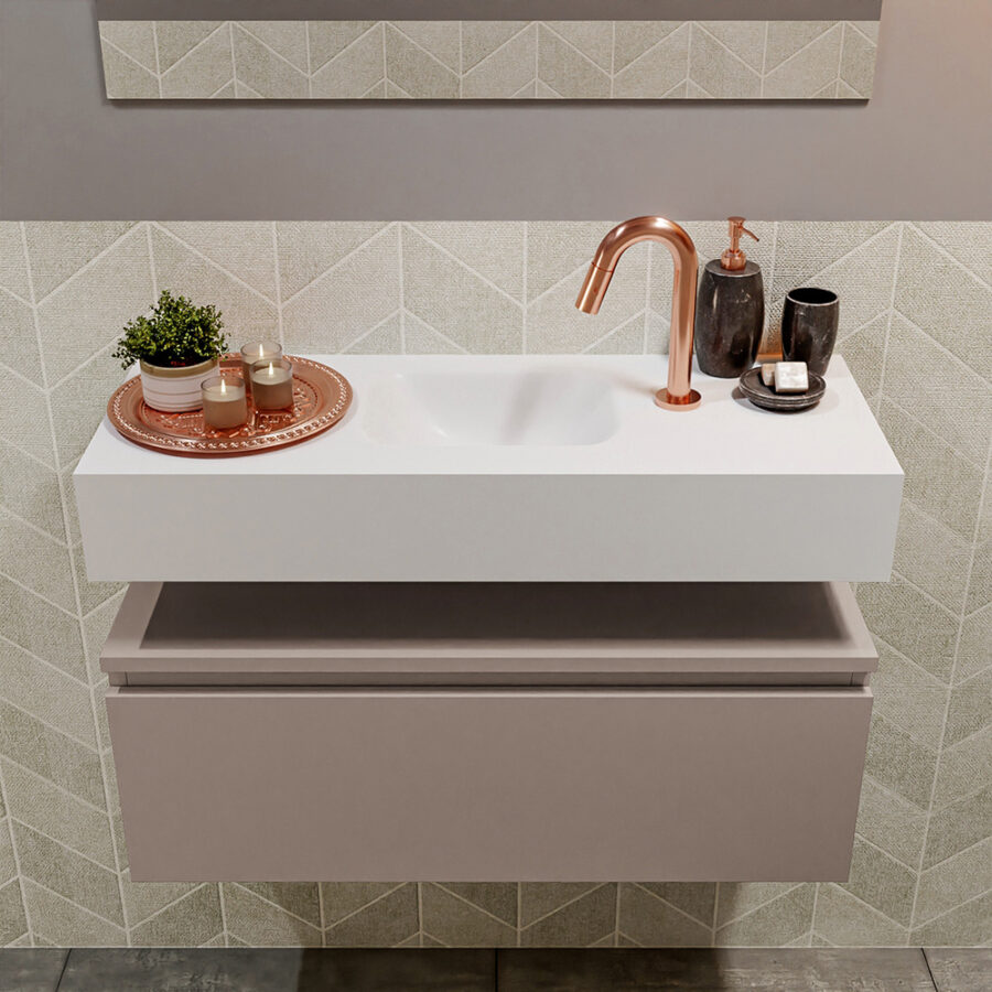 MONDIAZ ANDOR 80cm toiletmeubel smoke. LEX 80cm wastafel talc positie midden. Met 1 kraangat - Afbeelding 3