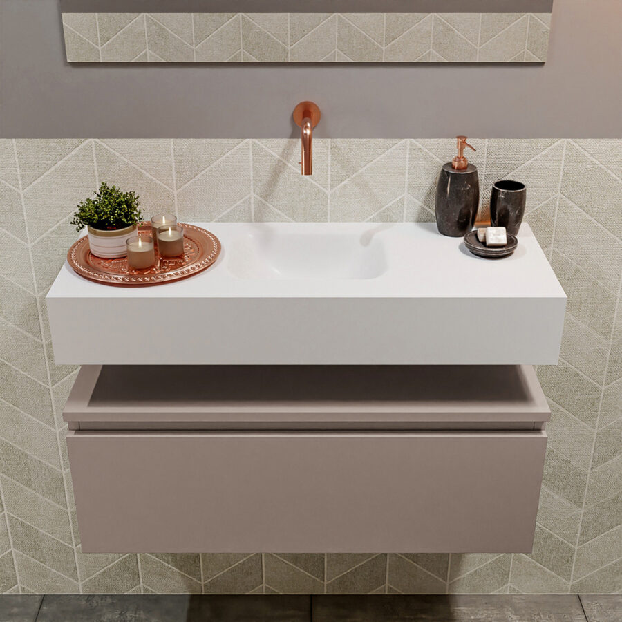 MONDIAZ ANDOR 80cm toiletmeubel smoke. LEX 80cm wastafel talc positie midden. Zonder kraangat - Afbeelding 3