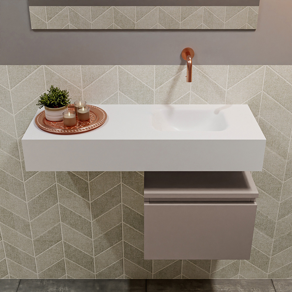 MONDIAZ ANDOR 40cm toiletmeubel smoke. LEX 80cm wastafel talc positie rechts. Zonder kraangat - Afbeelding 3