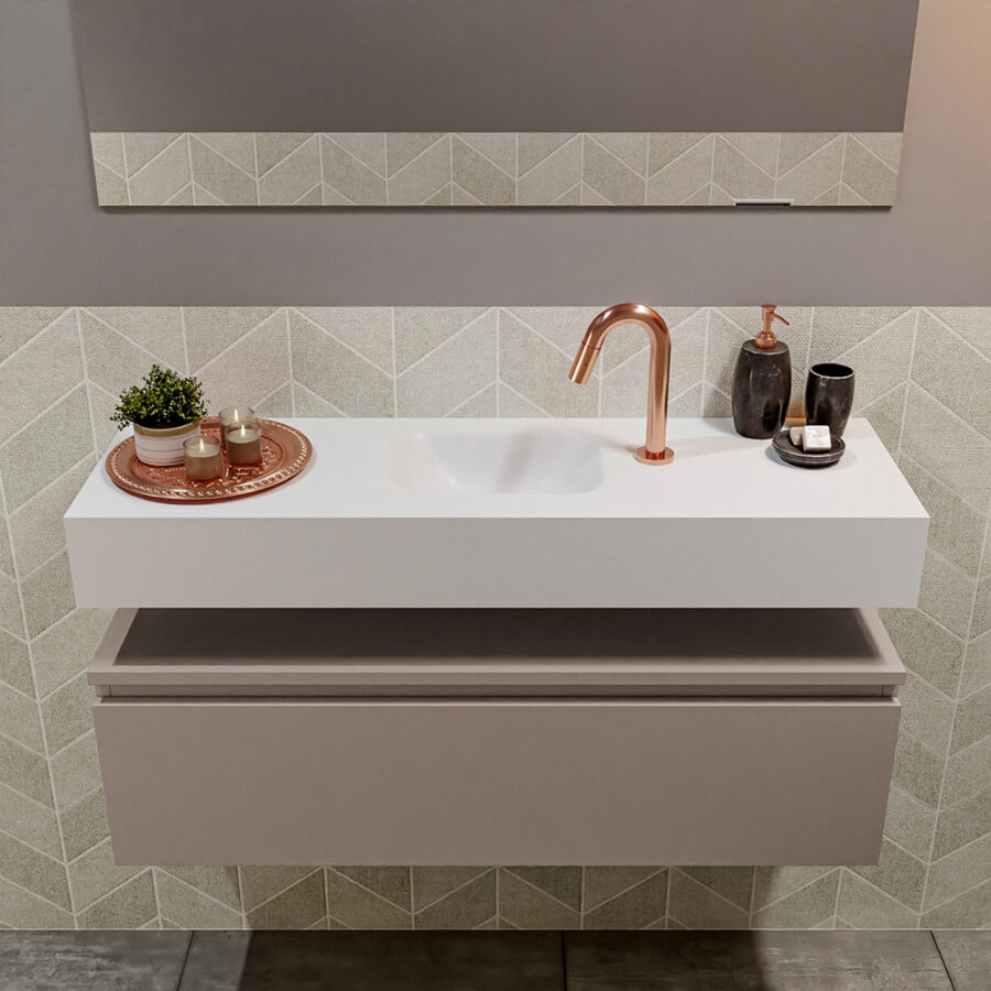 MONDIAZ ANDOR 100cm toiletmeubel smoke. LEX 100cm wastafel talc positie midden. Met 1 kraangat - Afbeelding 3