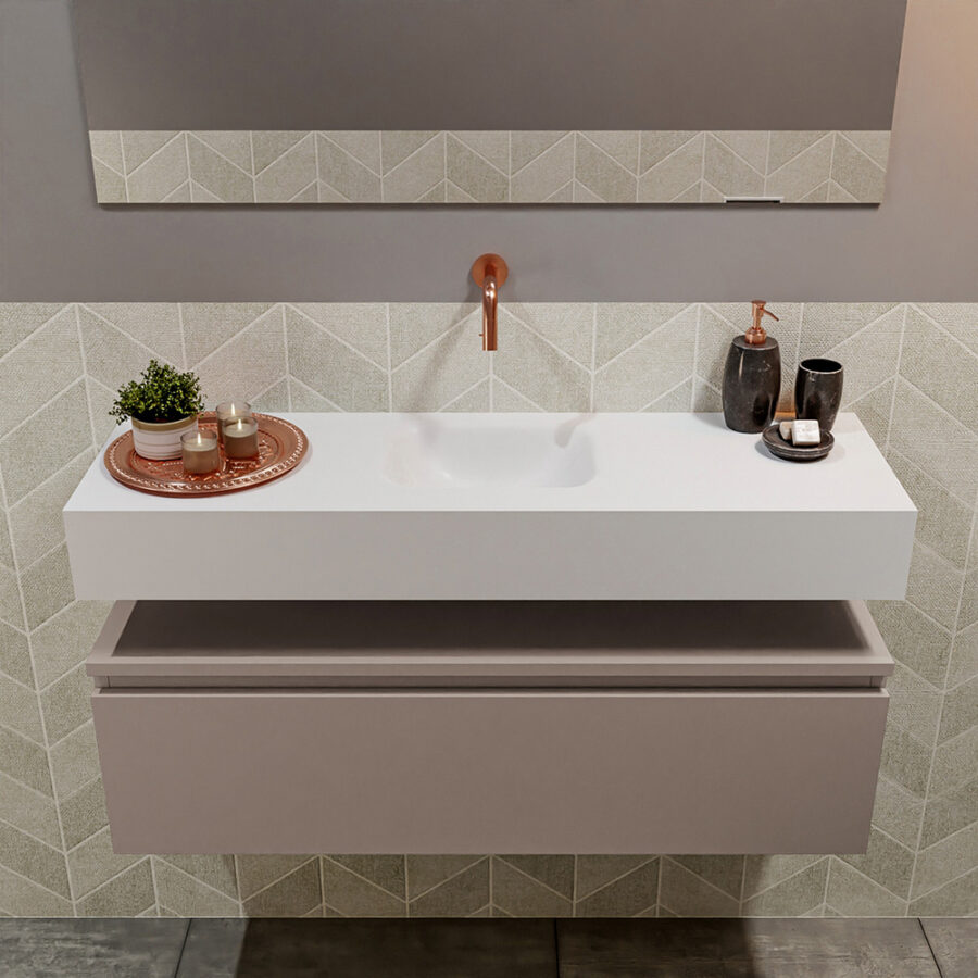 MONDIAZ ANDOR 100cm toiletmeubel smoke. LEX 100cm wastafel talc positie midden. Zonder kraangat - Afbeelding 3