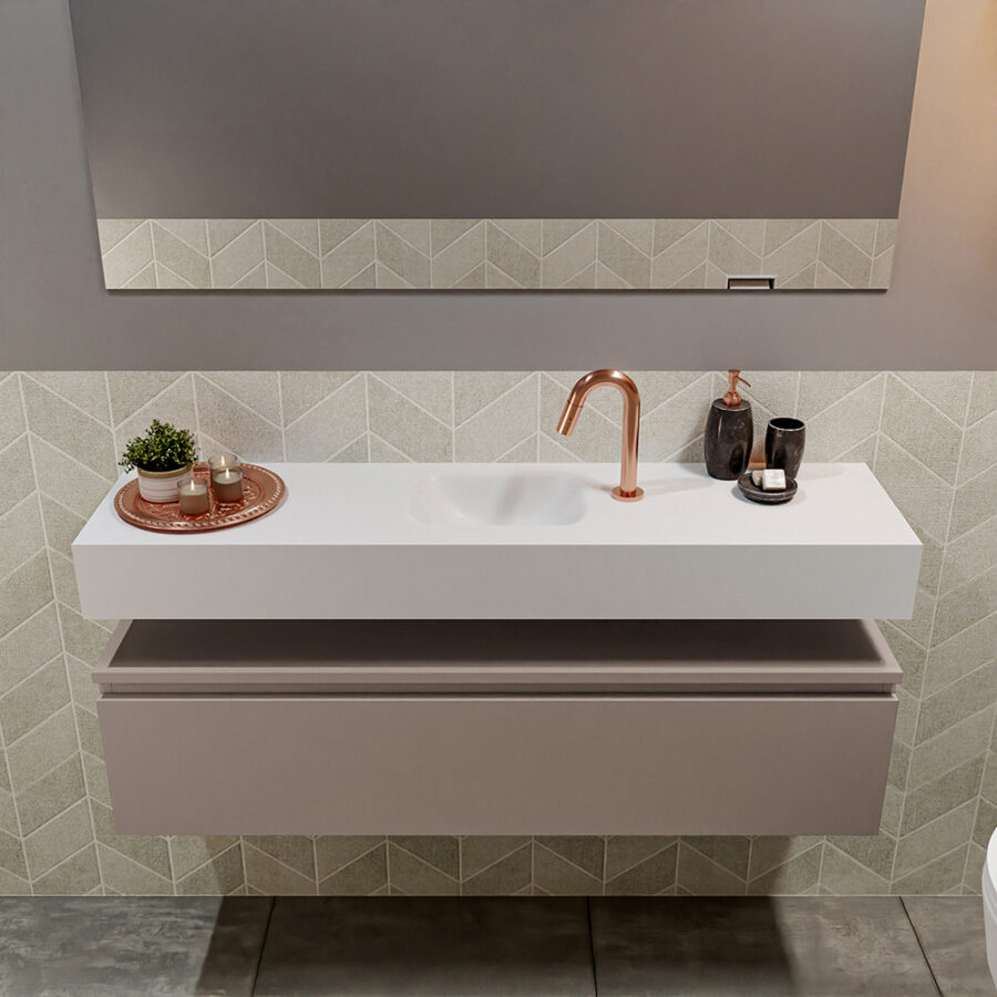 MONDIAZ ANDOR 120cm toiletmeubel smoke. LEX 120cm wastafel talc positie midden. Met 1 kraangat - Afbeelding 3
