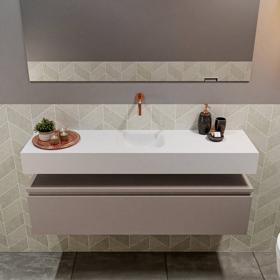 MONDIAZ ANDOR 120cm toiletmeubel smoke. LEX 120cm wastafel talc positie midden. Zonder kraangat - Afbeelding 3