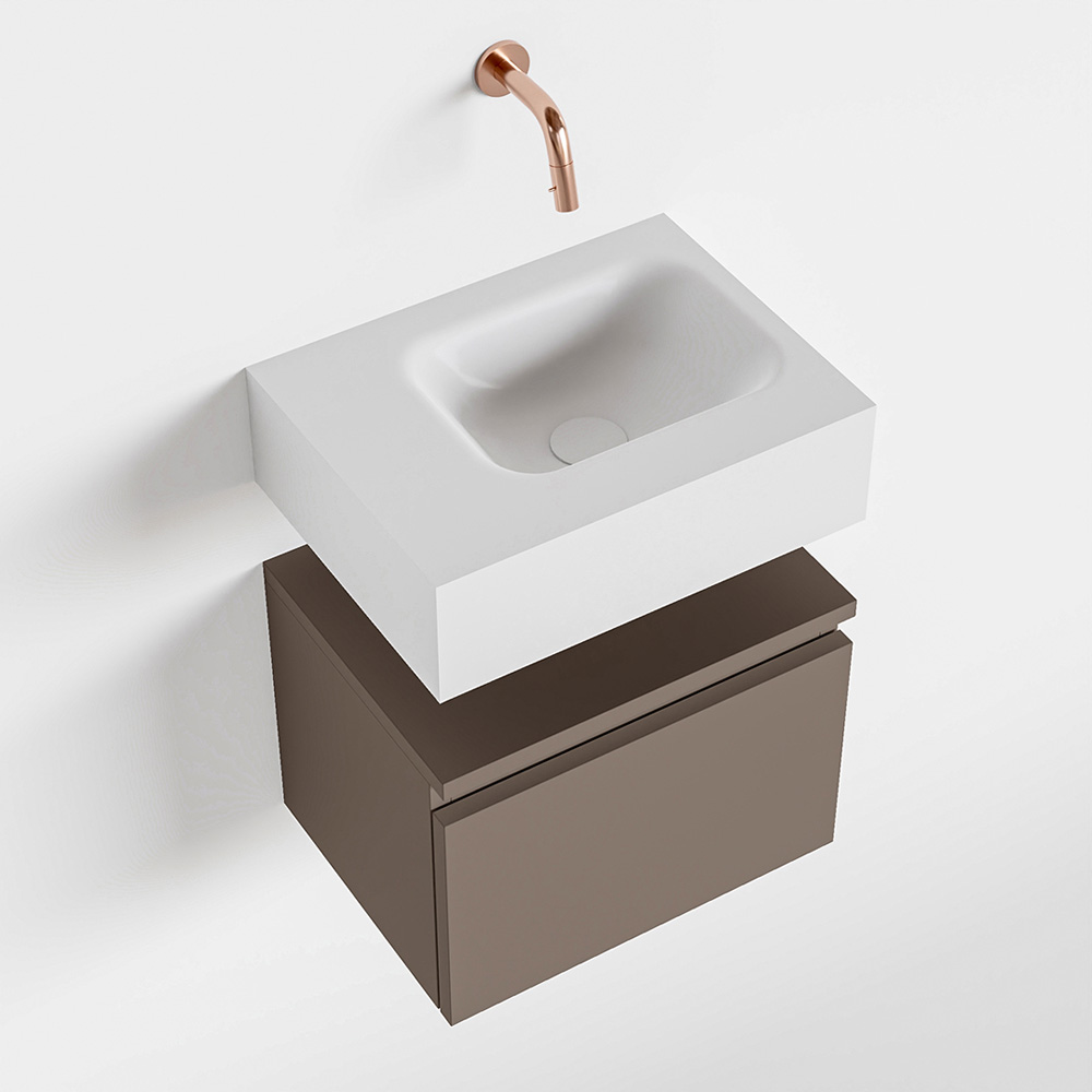 MONDIAZ ANDOR 40cm toiletmeubel smoke. LEX 40cm wastafel talc positie rechts. Zonder kraangat - Afbeelding 4