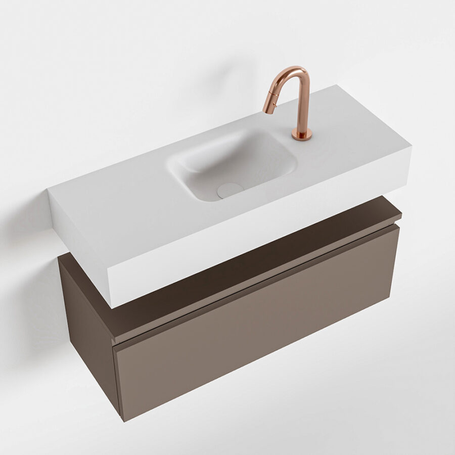 MONDIAZ ANDOR 80cm toiletmeubel smoke. LEX 80cm wastafel talc positie midden. Met 1 kraangat - Afbeelding 4