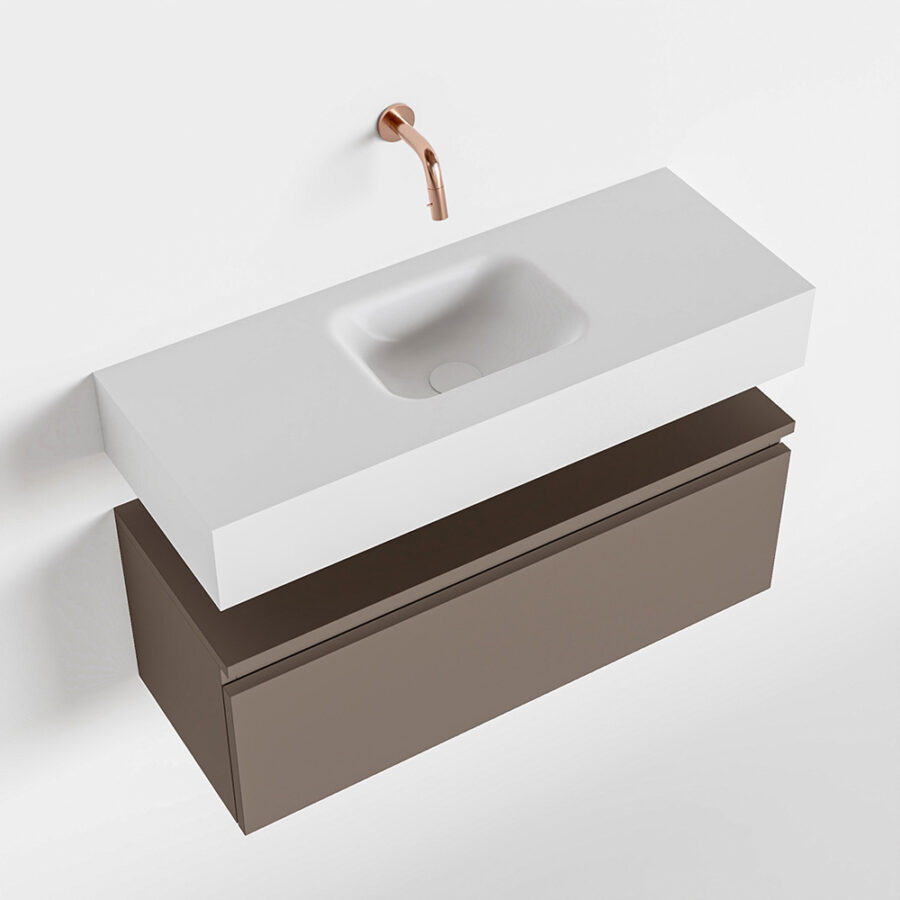 MONDIAZ ANDOR 80cm toiletmeubel smoke. LEX 80cm wastafel talc positie midden. Zonder kraangat - Afbeelding 4