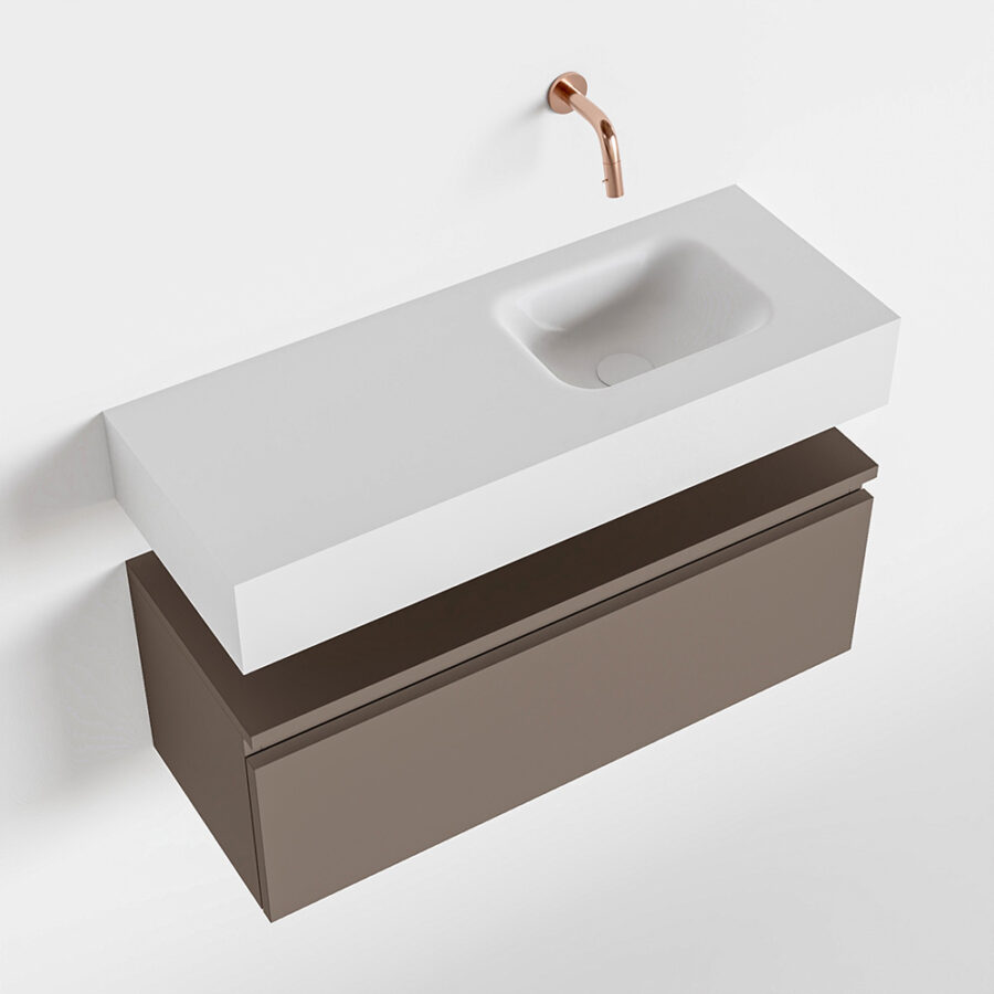 MONDIAZ ANDOR 80cm toiletmeubel smoke. LEX 80cm wastafel talc positie rechts. Zonder kraangat - Afbeelding 4