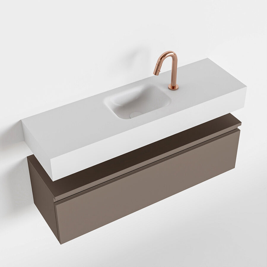 MONDIAZ ANDOR 100cm toiletmeubel smoke. LEX 100cm wastafel talc positie midden. Met 1 kraangat - Afbeelding 4