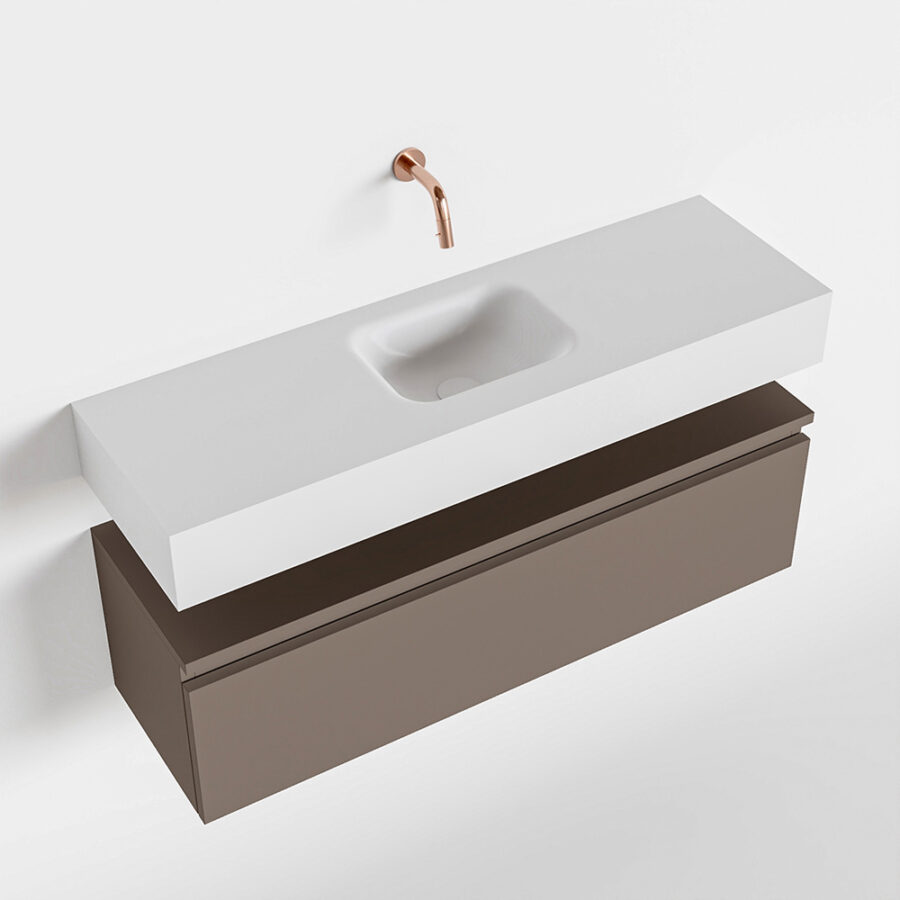 MONDIAZ ANDOR 100cm toiletmeubel smoke. LEX 100cm wastafel talc positie midden. Zonder kraangat - Afbeelding 4