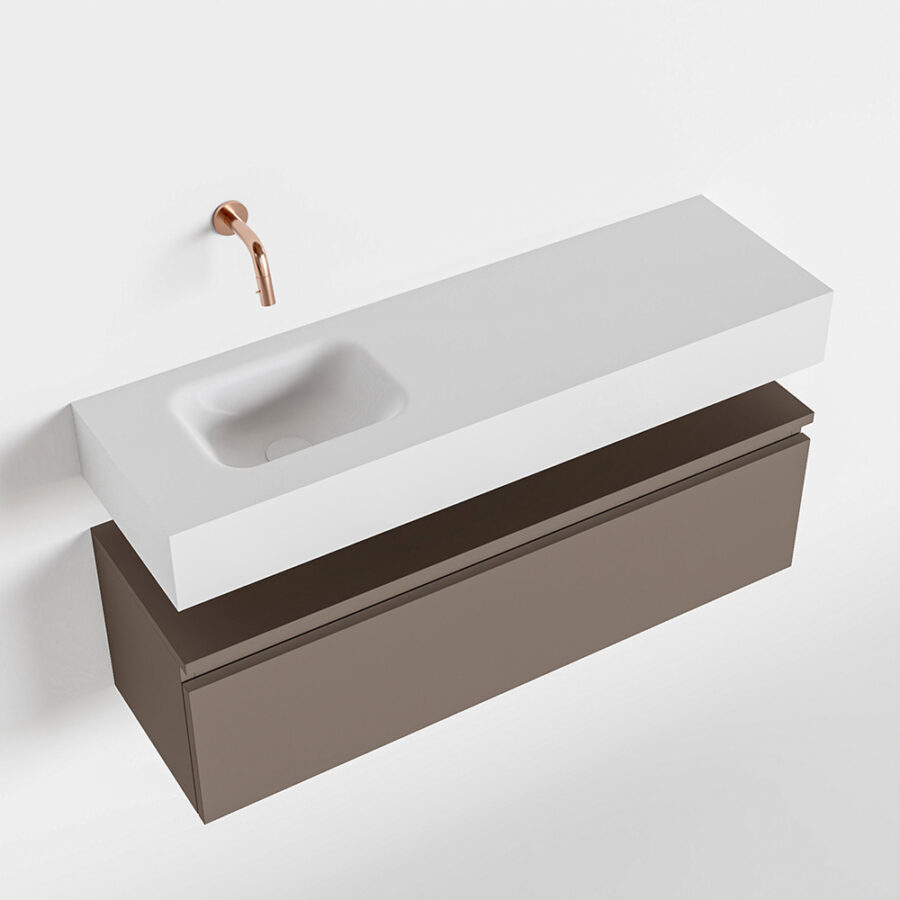 MONDIAZ ANDOR 100cm toiletmeubel smoke. LEX 100cm wastafel talc positie links. Zonder kraangat - Afbeelding 4