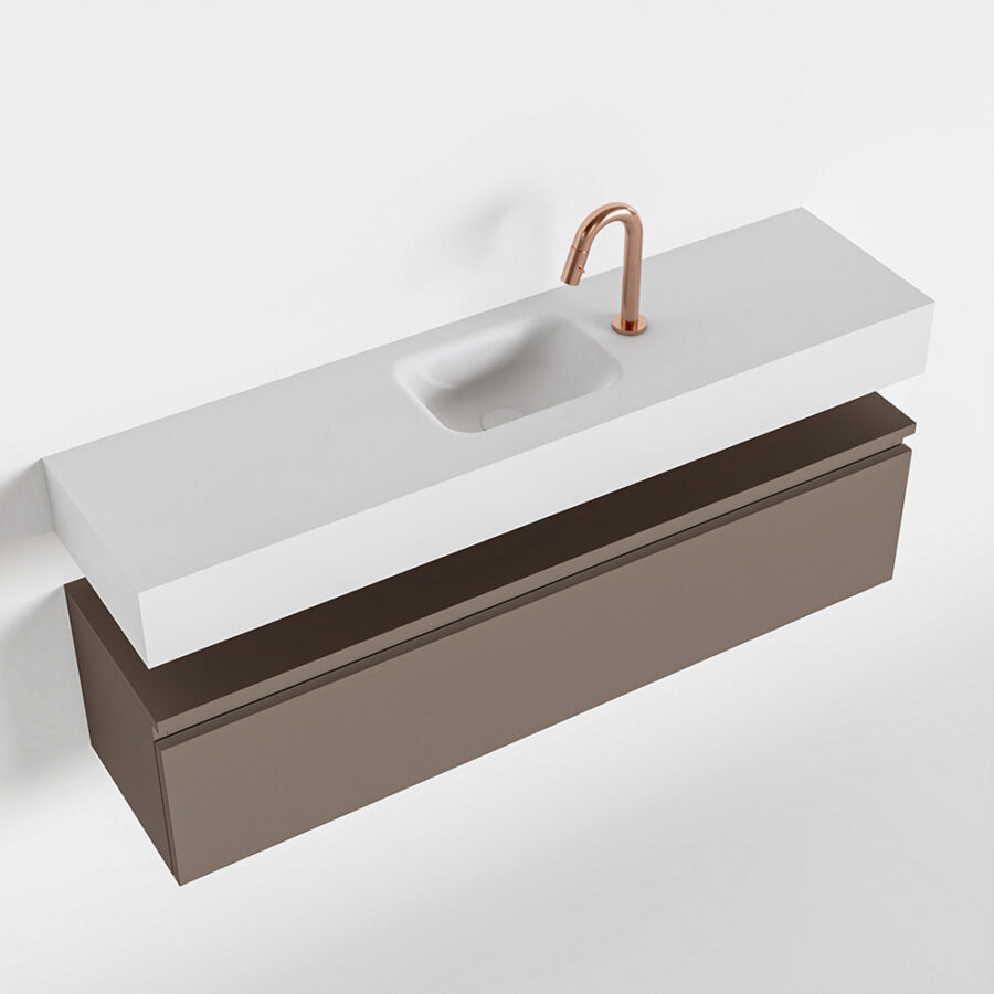 MONDIAZ ANDOR 120cm toiletmeubel smoke. LEX 120cm wastafel talc positie midden. Met 1 kraangat - Afbeelding 4